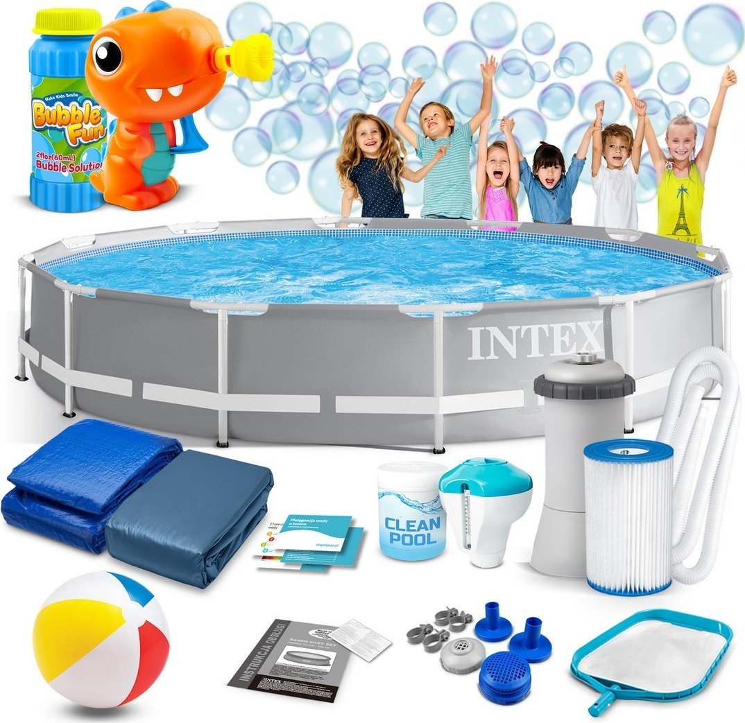 Basen ogrodowy stelażowy 366 x 76 cm 16w1 INTEX 26712 + maszyna do baniek GRATIS