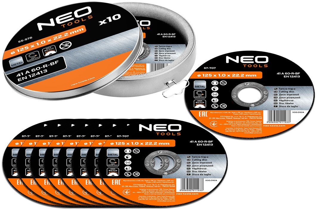Tarcza tnąca do metalu 125 x 1.0 x 22.2 mm, 41 A60-R-BF, 10 szt.