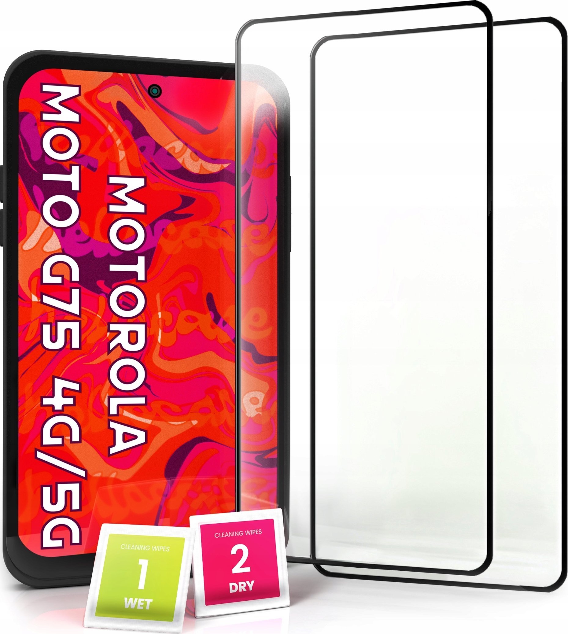2-pak Szkło Hartowane do Motorola Moto G75 5G Ochronne Na cały ekran 5D 9H