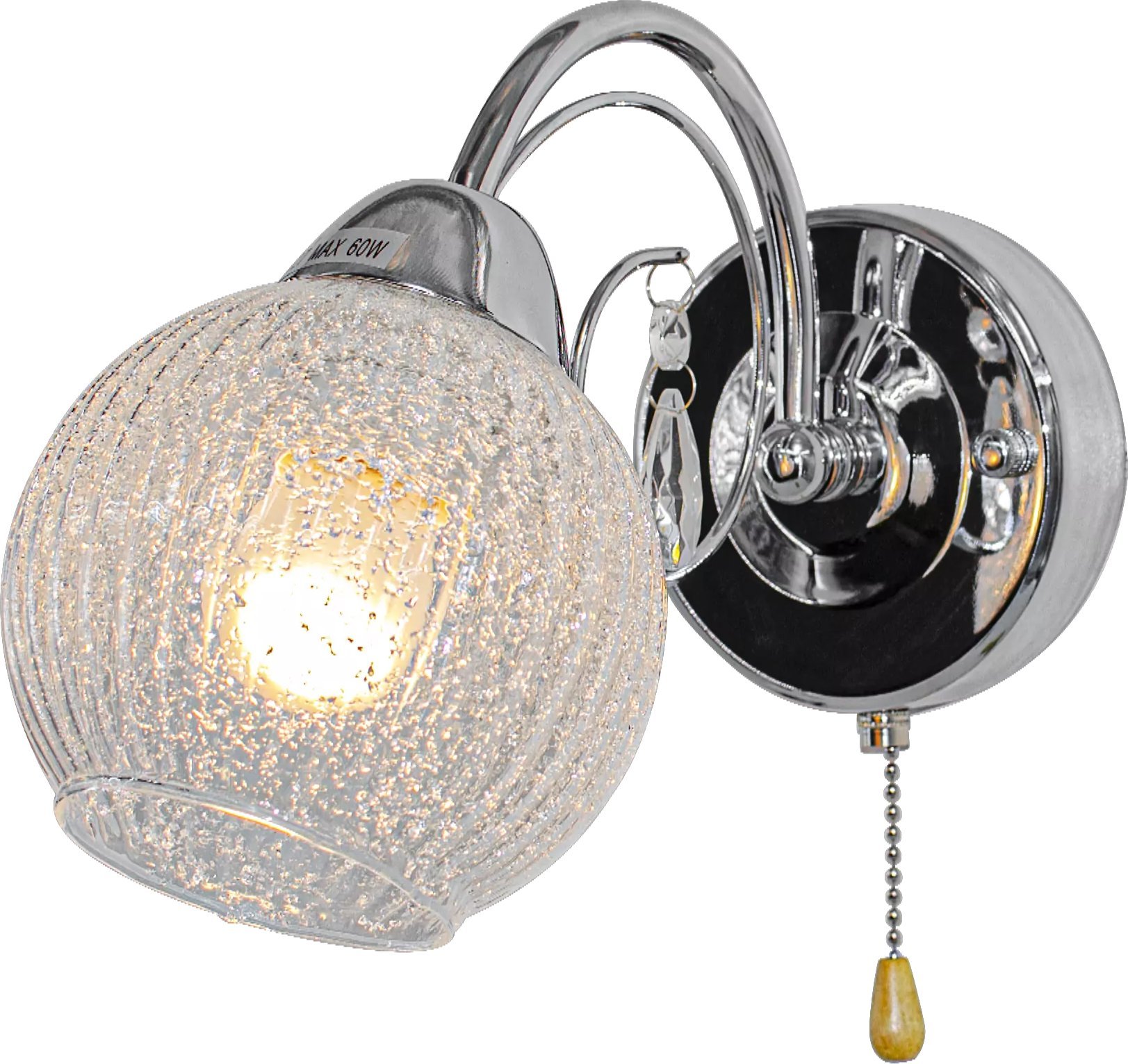 Kinkiet Mdeco Kryształowy kinkiet pokojowy ELM8964/1 8C crystals chrom