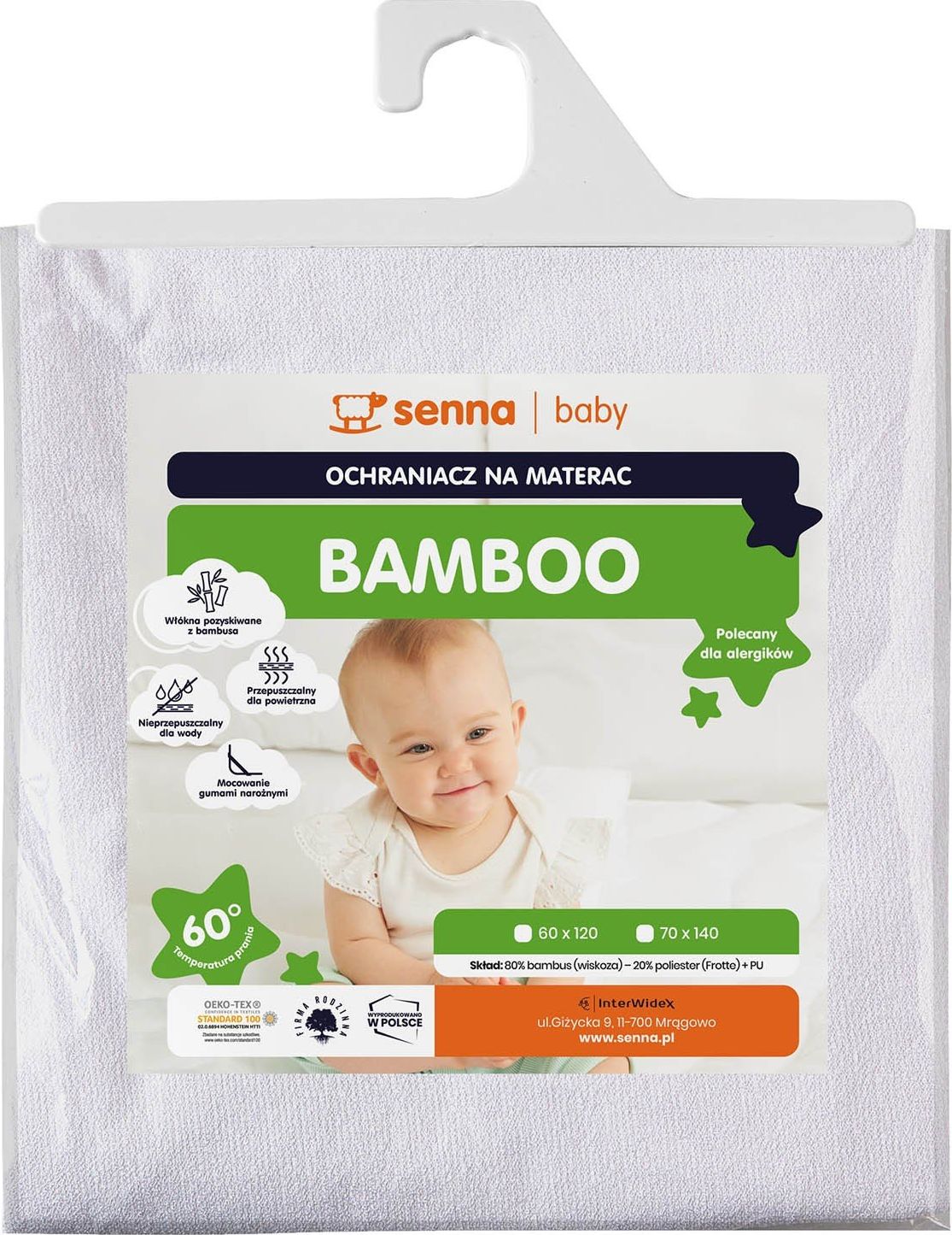 OCHRANIACZ NA MATERAC BAMBOO 70X140