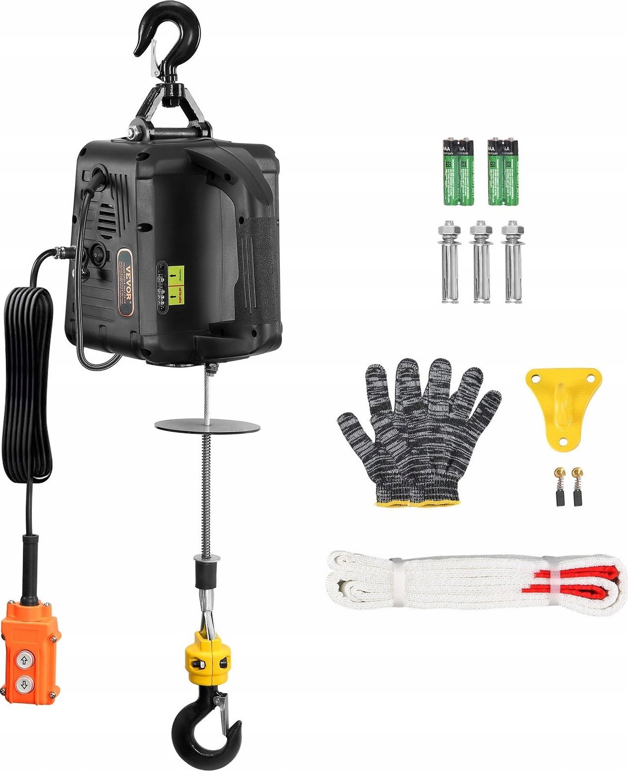 Vevor 2 w-1 Przenośna Wciągarka Elektryczna 500 kg Przewodowy Pilot