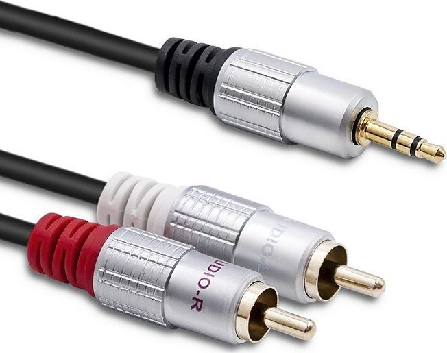 Kabel Qoltec Jack 3.5mm - RCA (Cinch) x2 1m czarny (52339)