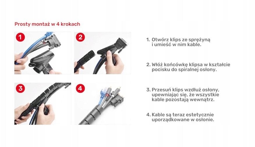 Organizer Unitek spiralny organizer na kable, 25 metrów, 22 mm średnicy, czarny