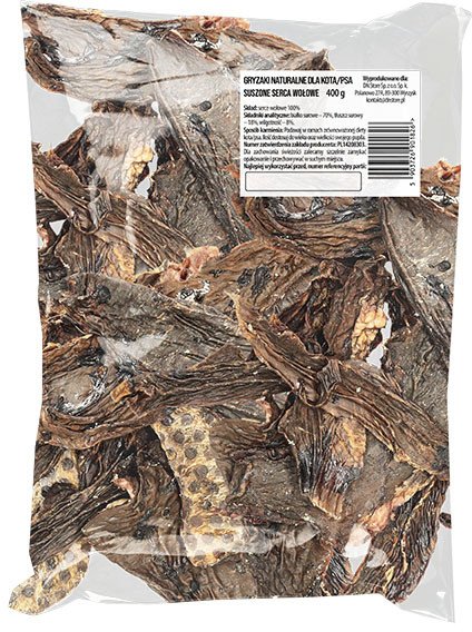 Naturalny przysmak gryzaki dla psa serca wołowe 400 g