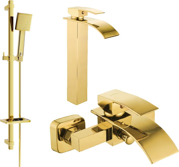 Mexen Mexen Aries DQ45 zestaw wannowy, złoty - 744813DQ45-50