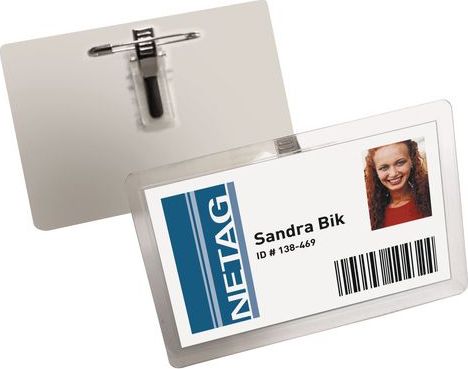 Staples DURABLE Identyfikator samolaminujacy z kombi klipem, 25 sztuk