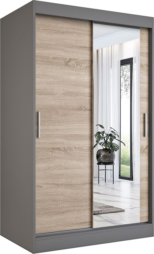 Elior Przesuwna szafa antracyt + dąb sonoma - Palmira 3X