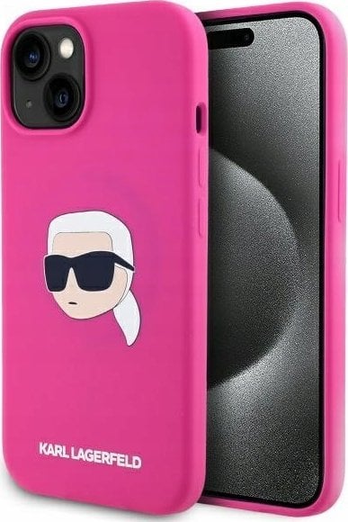 Karl Lagerfeld KLHMP15SSKHPPPLF iPhone 15 6.1" fuchsia/fuschia hardcase Silicone Karl Head Print MagSafe