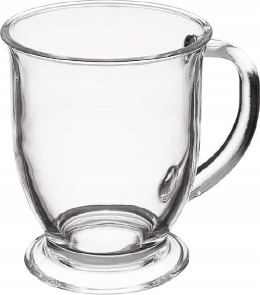 Szklanka z uchem 460ml kubek szklany na stopce do kawy herbaty napojów