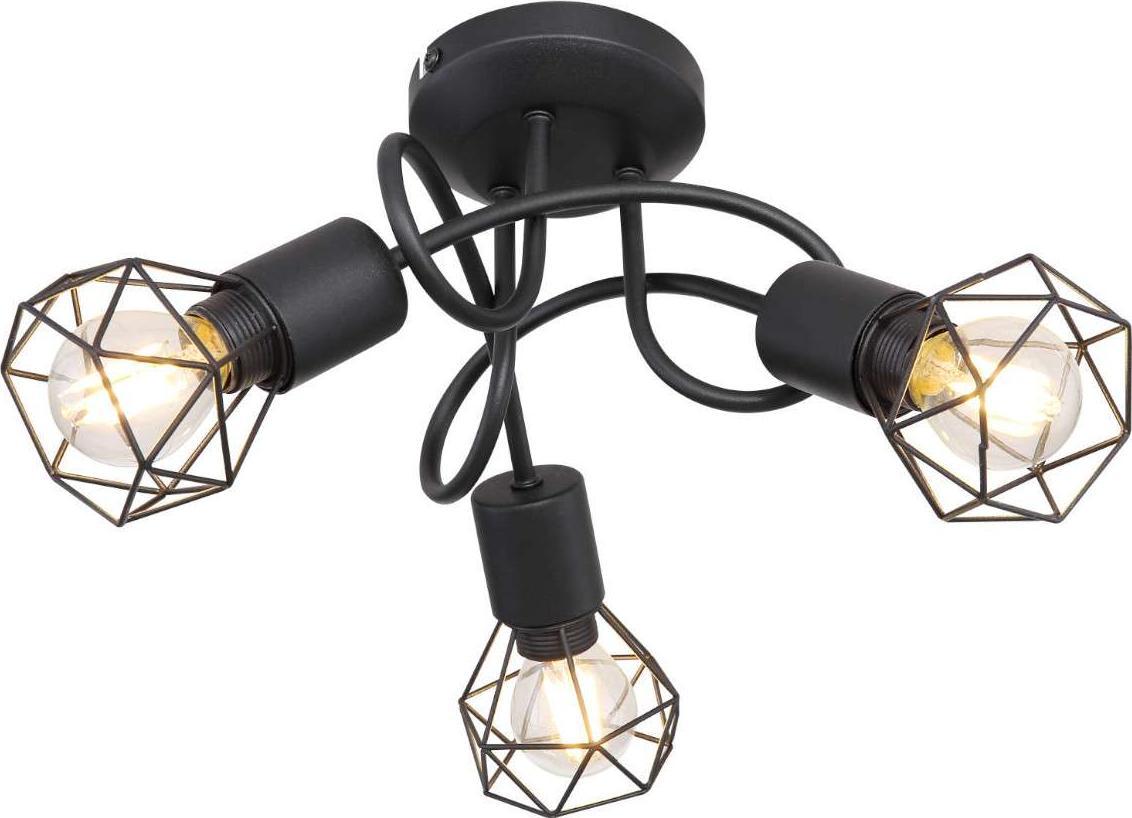 Lampa sufitowa Globo Druciana LAMPA sufitowa XARA I 54802S-3D Globo industrialna OPRAWA metalowy plafon pręty czarne