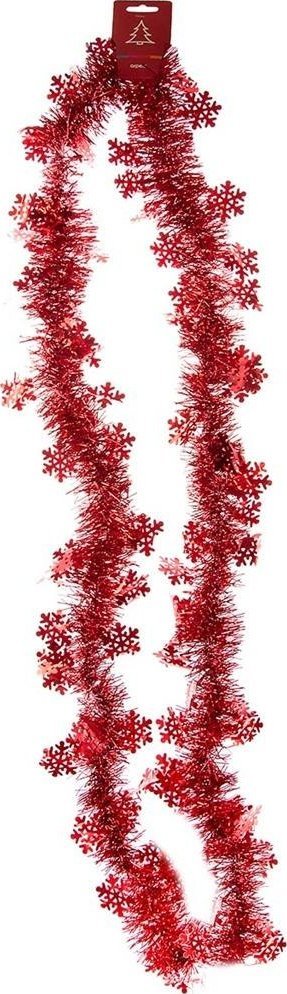 Łańcuch dekoracyjny - śnieżynki czerwony