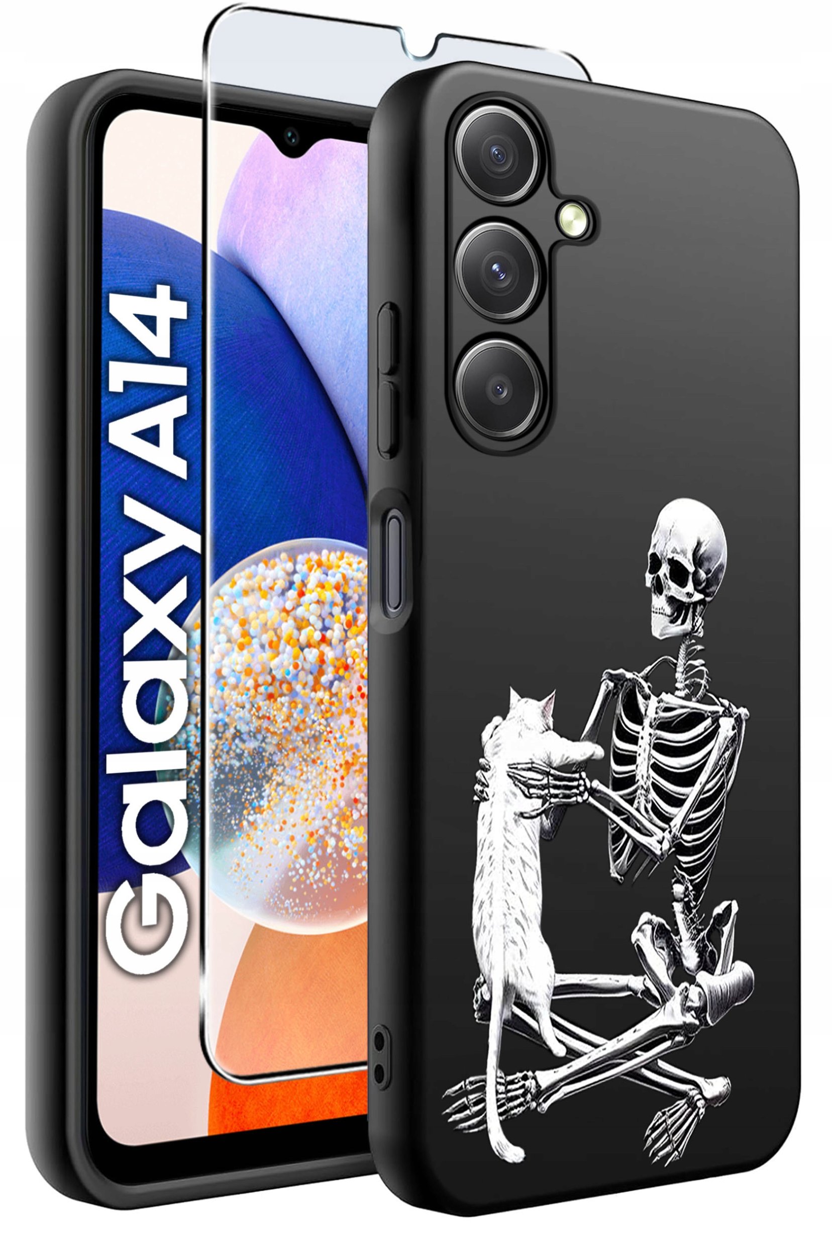 ETUI do Samsung A14 5G WZORY | SILIKONOWE MATT CASE + SZKŁO HARTOWANE 9H