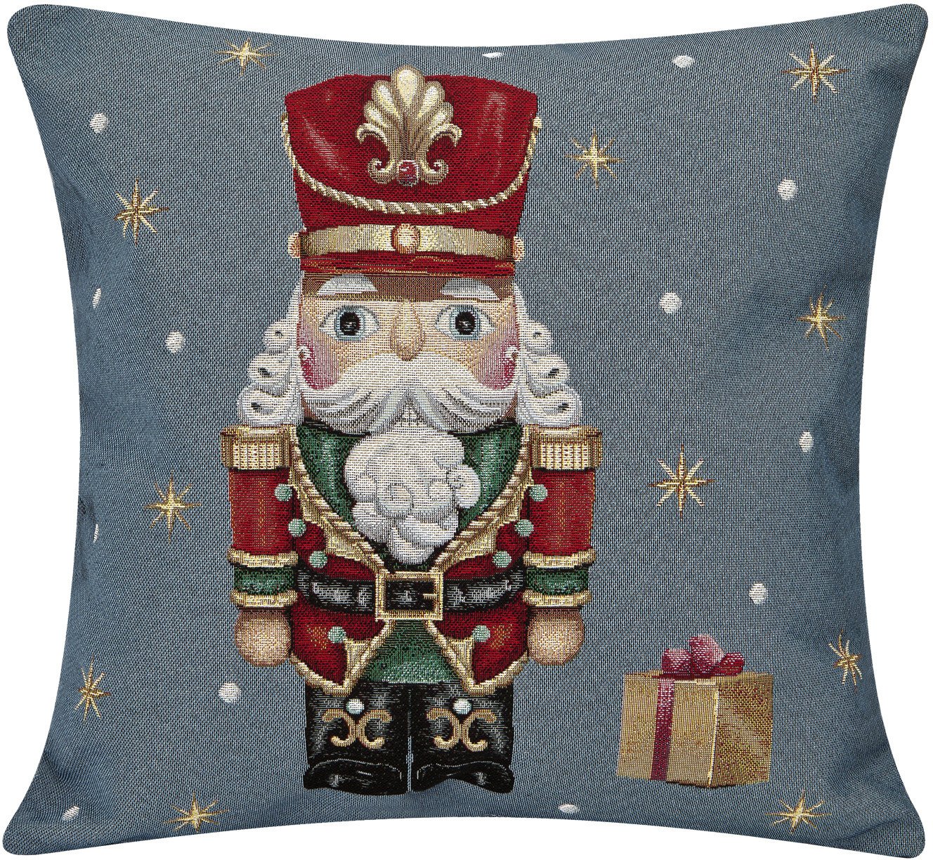 Poszewka dekoracyjna 45x45 cm Dziadek do orzechów z prezentem6081