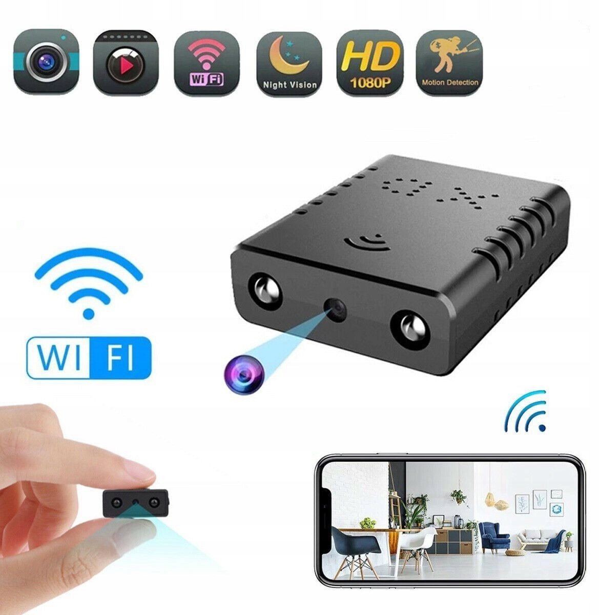 MINI KAMERA SZPIEGOWSKA IP WIFI HD USB UKRYTA DETEKCJA KAMERKA APLIKACJA