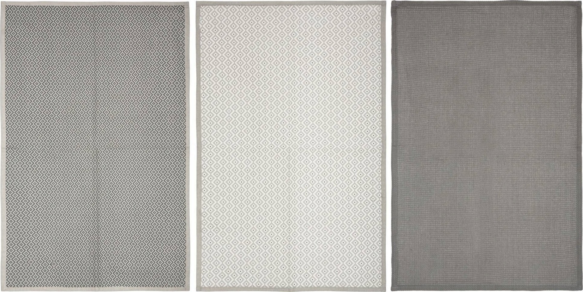 Atmosphera Ręczniki kuchenne z printem, 45 x 70 cm, 3 sztuki, szare