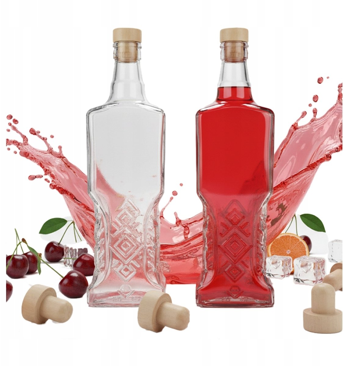 Butelka Szklana 500ml UKRAINKA + korek do Wina Soków Nalewek 500 ml