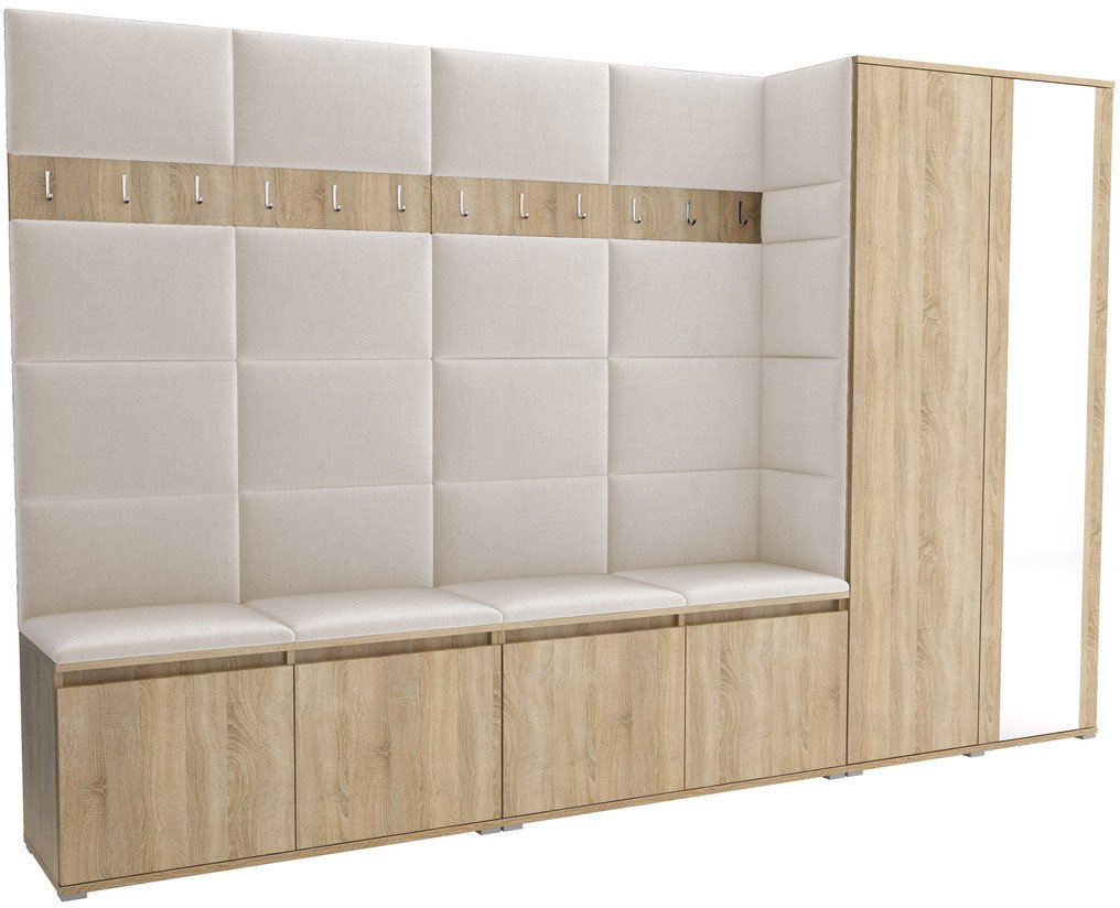 Tapicerowana garderoba Noris V z lustrem - kolor sonoma + tkanina Trinity 01