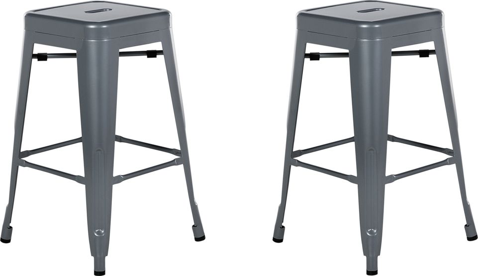 Beliani Zestaw 2 stołków barowych metalowych 60 cm szary CABRILLO