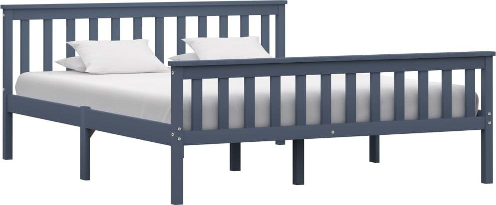 vidaXL Rama łóżka, szara, lite drewno sosnowe, 160 x 200 cm