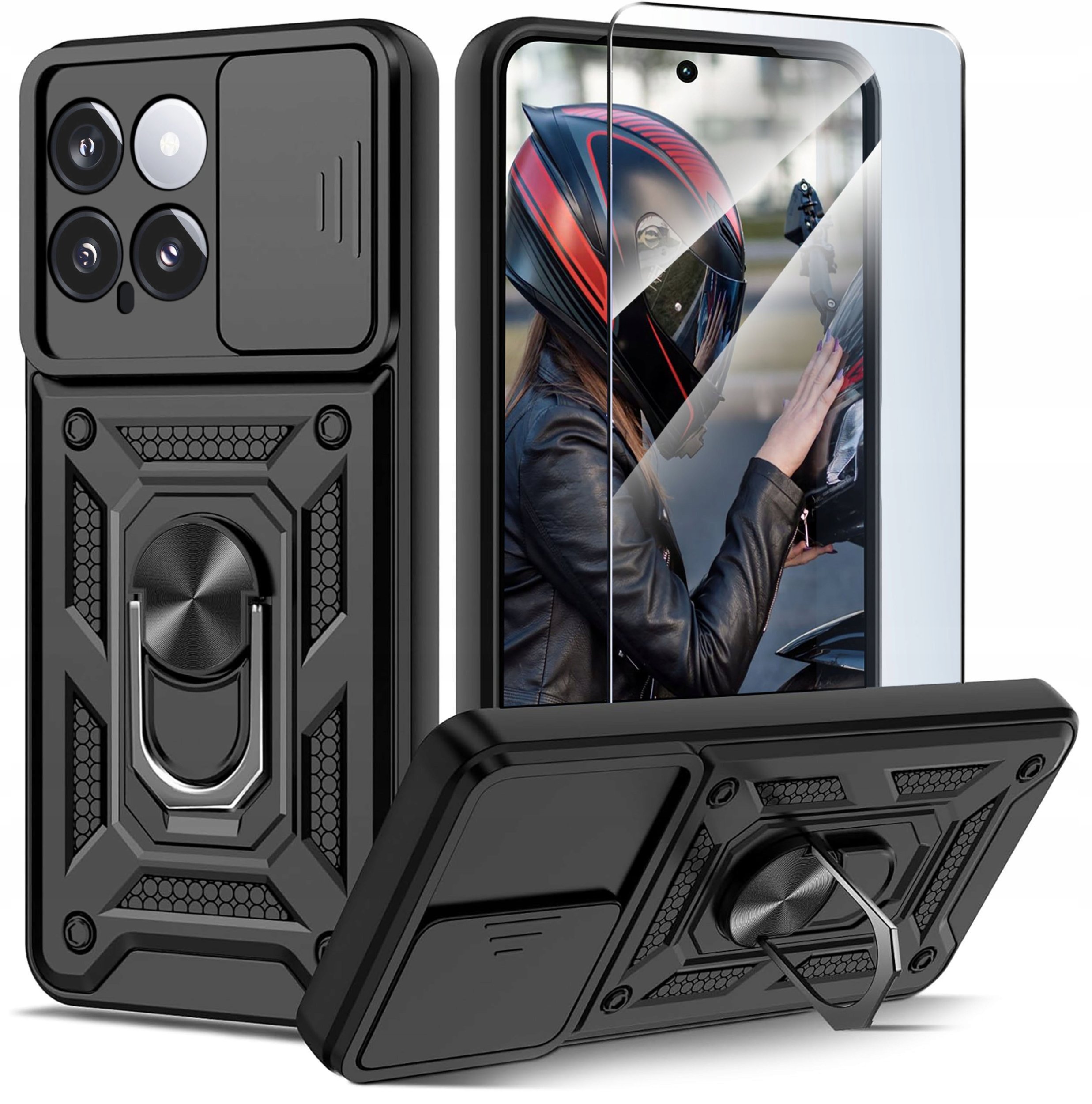 Etui do Xiaomi 14 PANCERNE SLIDE RING CASE + SZKŁO OCHRONNE 9H