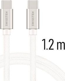 Kabel USB Swissten USB-C - USB-C 1.2 m Biały (SWI-QU-TYPC-TYPC-SI)