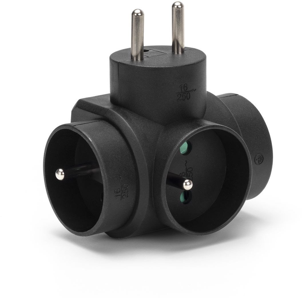 Rozgałęźnik potrójny R-31 z uziemieniem czarny Montis MT028-BK