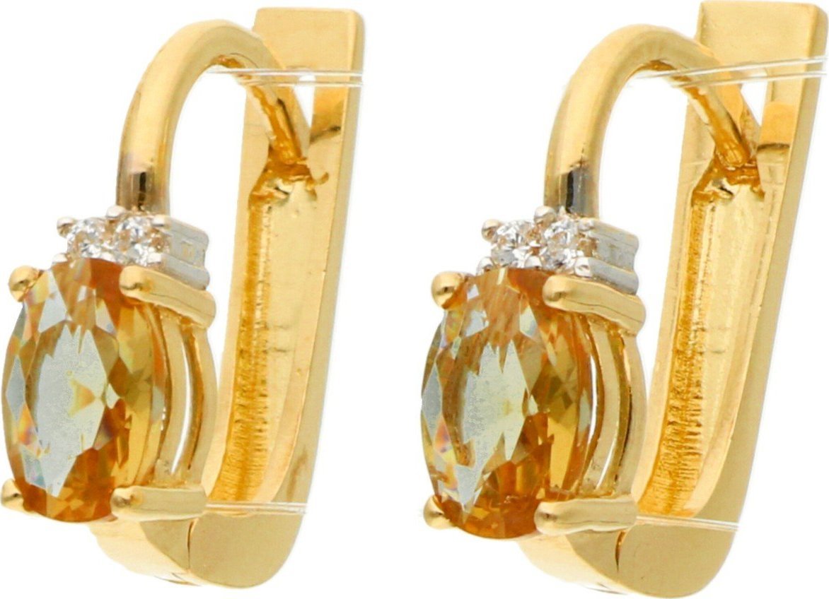 Rosanto Złote subtelne kolczyki z zultanitem i cyrkoniami 585 14k