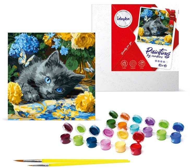 Ideyka Malowanie po numerach 40 x 40 cm KHO6795 Błękitne kocię AP0098