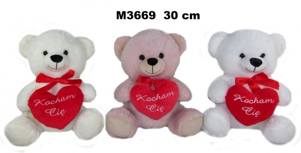 Maskotka Miś 3kol "Kocham Cię" 30cm 162045 mix cena za 1 szt