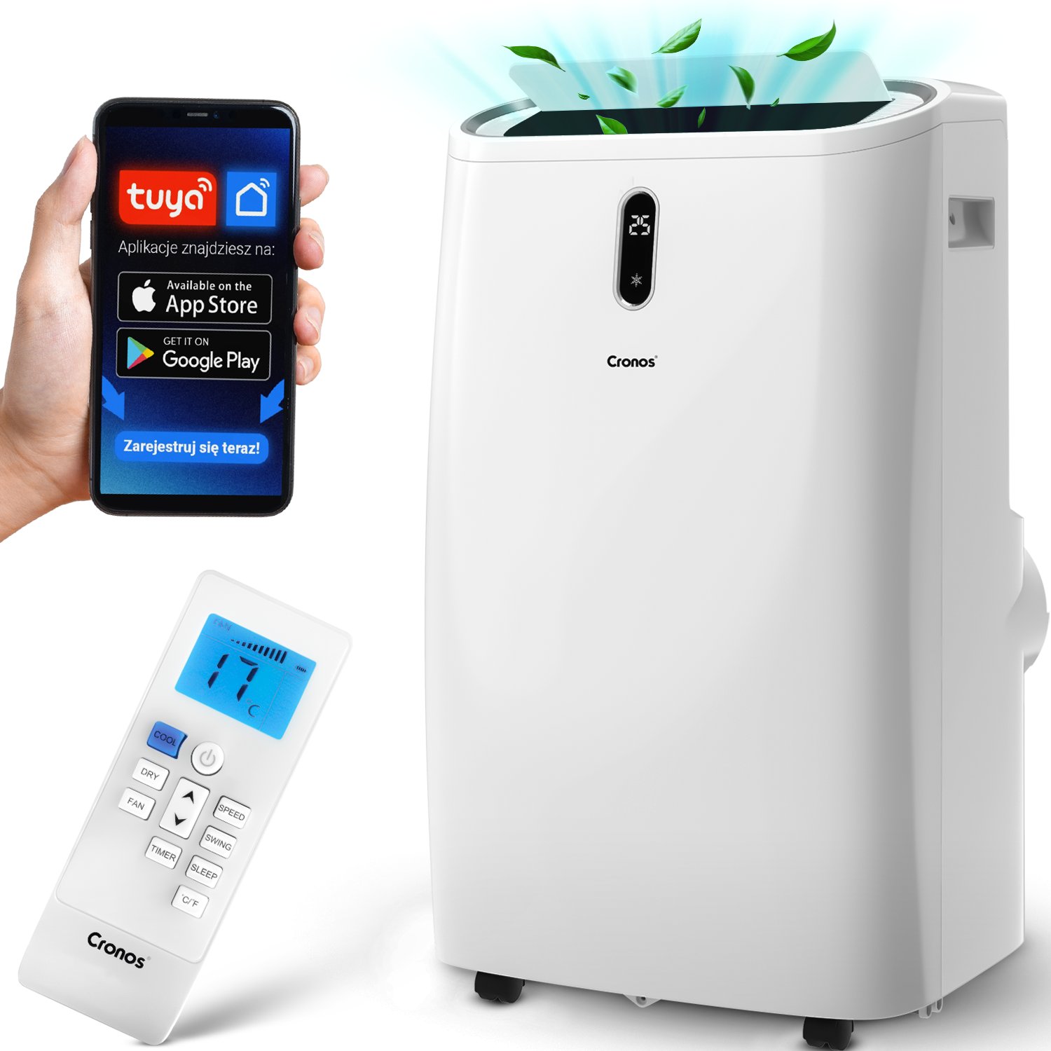 Klimatyzator Cronos Klimatyzator przenośny cichy OL-BKY47-A012B 4,7kW Pilot i akcesoria