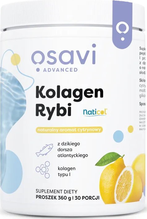 Osavi Osavi - Kolagen Rybi z Dzikiego Dorsza, Cytryna, Proszek, 360g