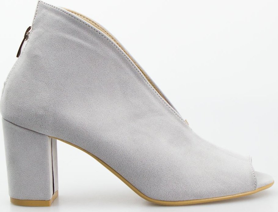 Optimo Botki na słupku open toe szare Optimo-36