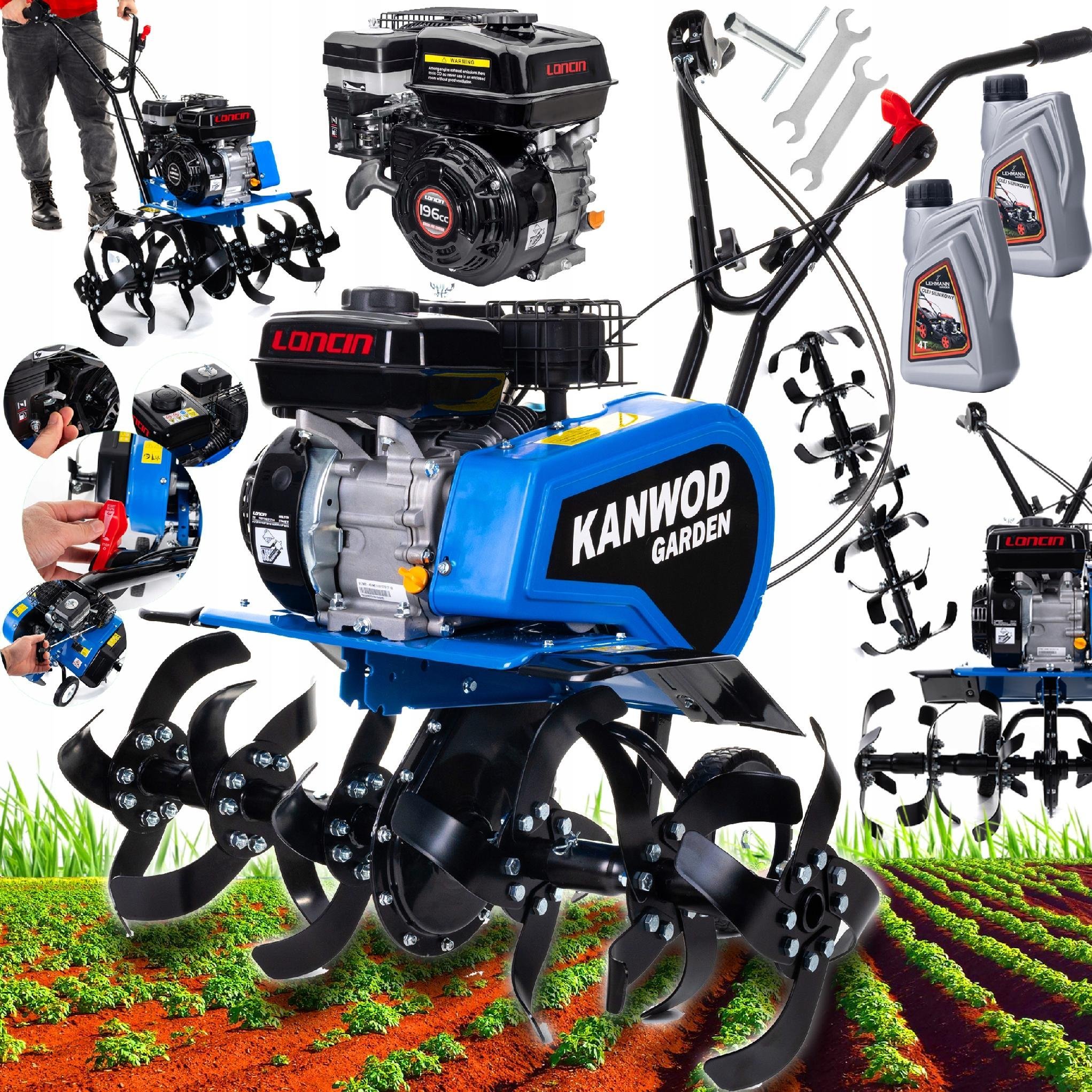 Glebogryzarka Kanwod GLEBOGRYZARKA SPALINOWA KULTYWATOR ZIEMI 85CM LONCIN 10KM ZESTAW