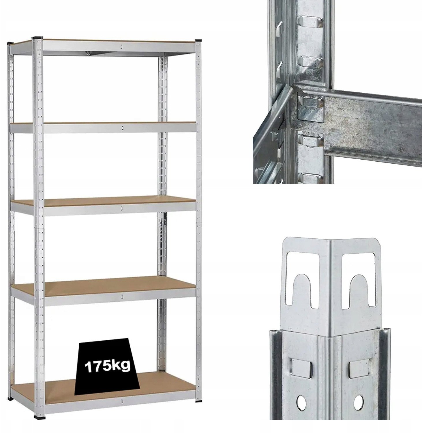 REGAŁ MAGAZYNOWY METALOWY 5x175 kg GARAŻU 180x90x40CM 875kg RIWALL RRG-01