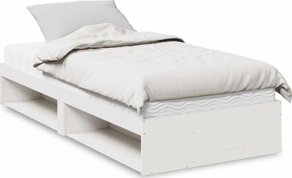 vidaXL Łóżko dzienne z materacem, białe, 90x190 cm, drewno sosnowe