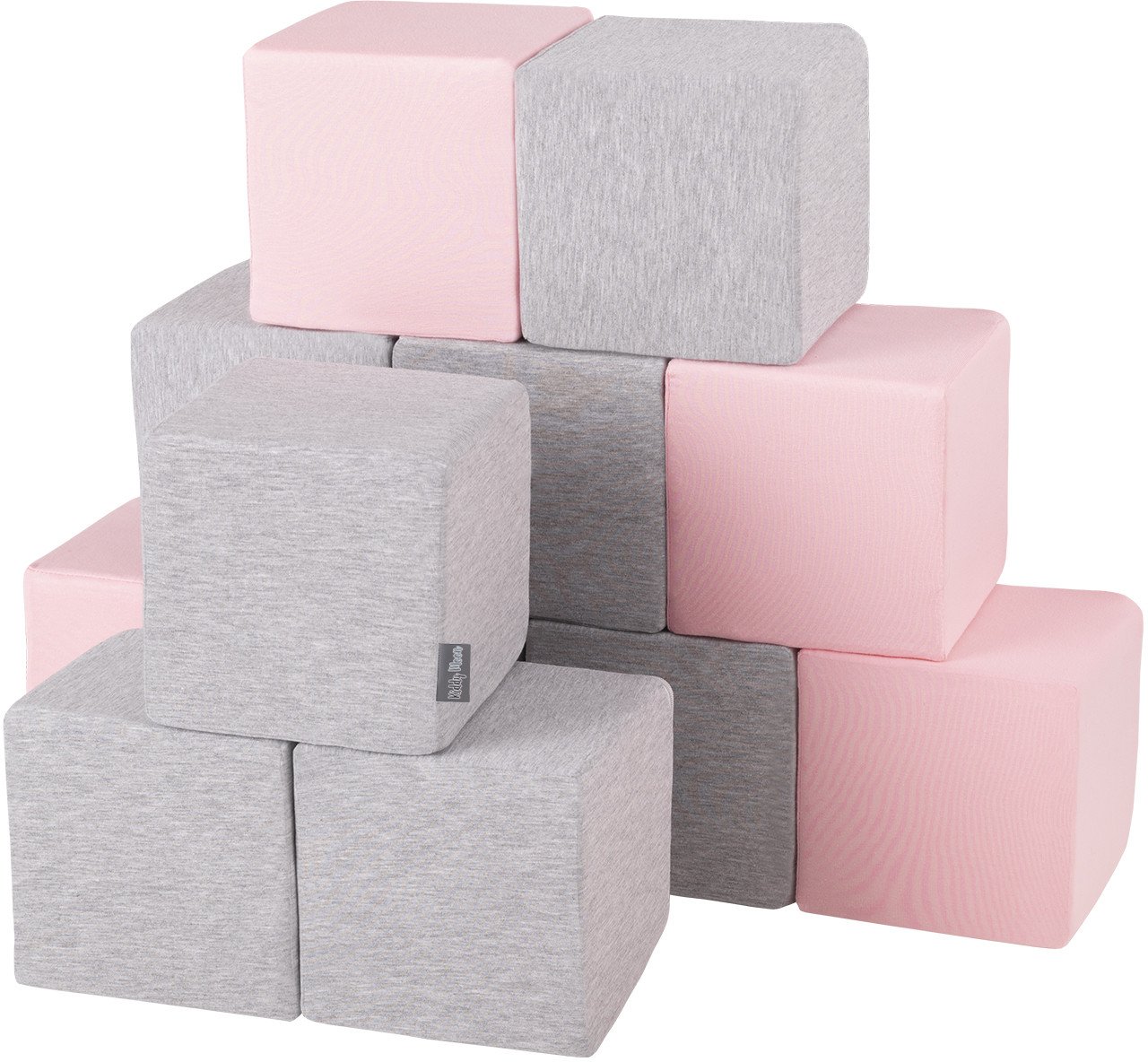 KiddyMoon Miękkie klocki 14cm sześciany: jasnoszary-różowy 12 Zabawka klocki z pianki