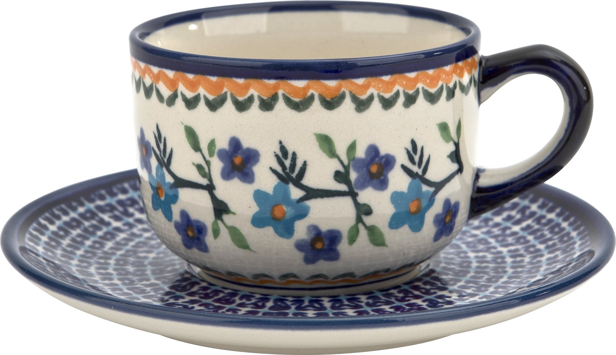 Bolesławiec Filiżanka 220 ml ze spodkiem Bolesławiec Dekor 1154A