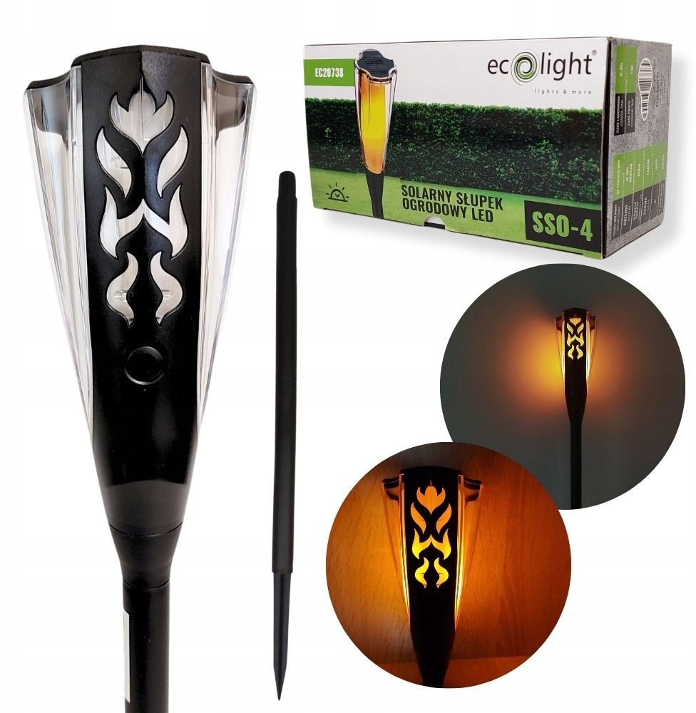 ECO-LIGHT SOLARNY SŁUPEK OGRODOWY LED SSO-4 1600K IP65 WODOODPORNY EKO