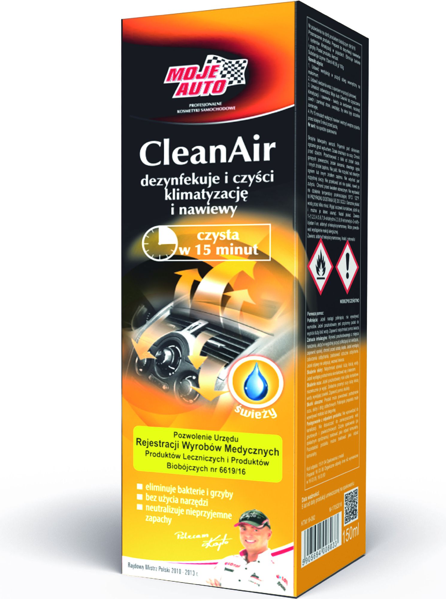 Moje Auto Preparat do czyszczenia i odświeżania klimatyzacji Clean Air 150ml (19-092)