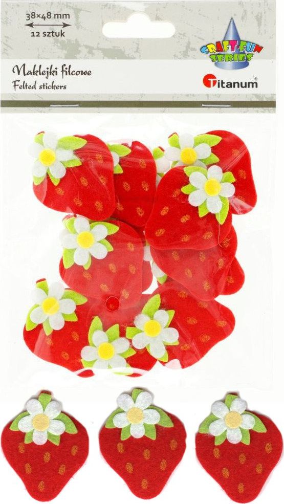 Titanum Naklejki filcowe truskawki 38x48cm 12szt CRAFT-FUN