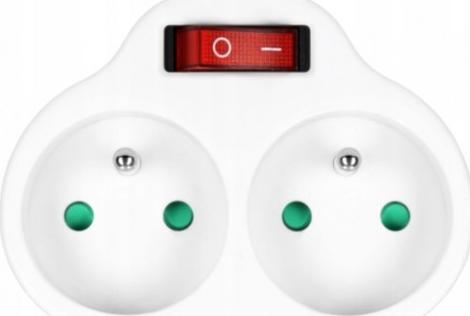 Orno Rozgałęźnik elektryczny złodziejka z włącznikiem 2x2P+Z