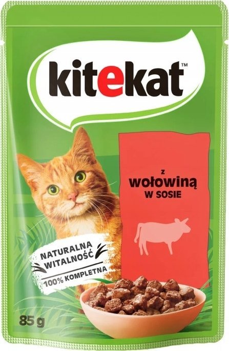 Kitekat Kitekat Karma pełnoporcjowa dla kotów z wołowiną 85 g