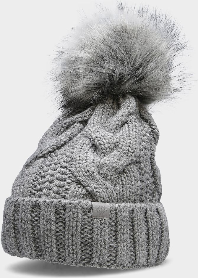 4f Czapka zimowa H4Z22-CAD010 Chłodny jasny szary melanż r.S