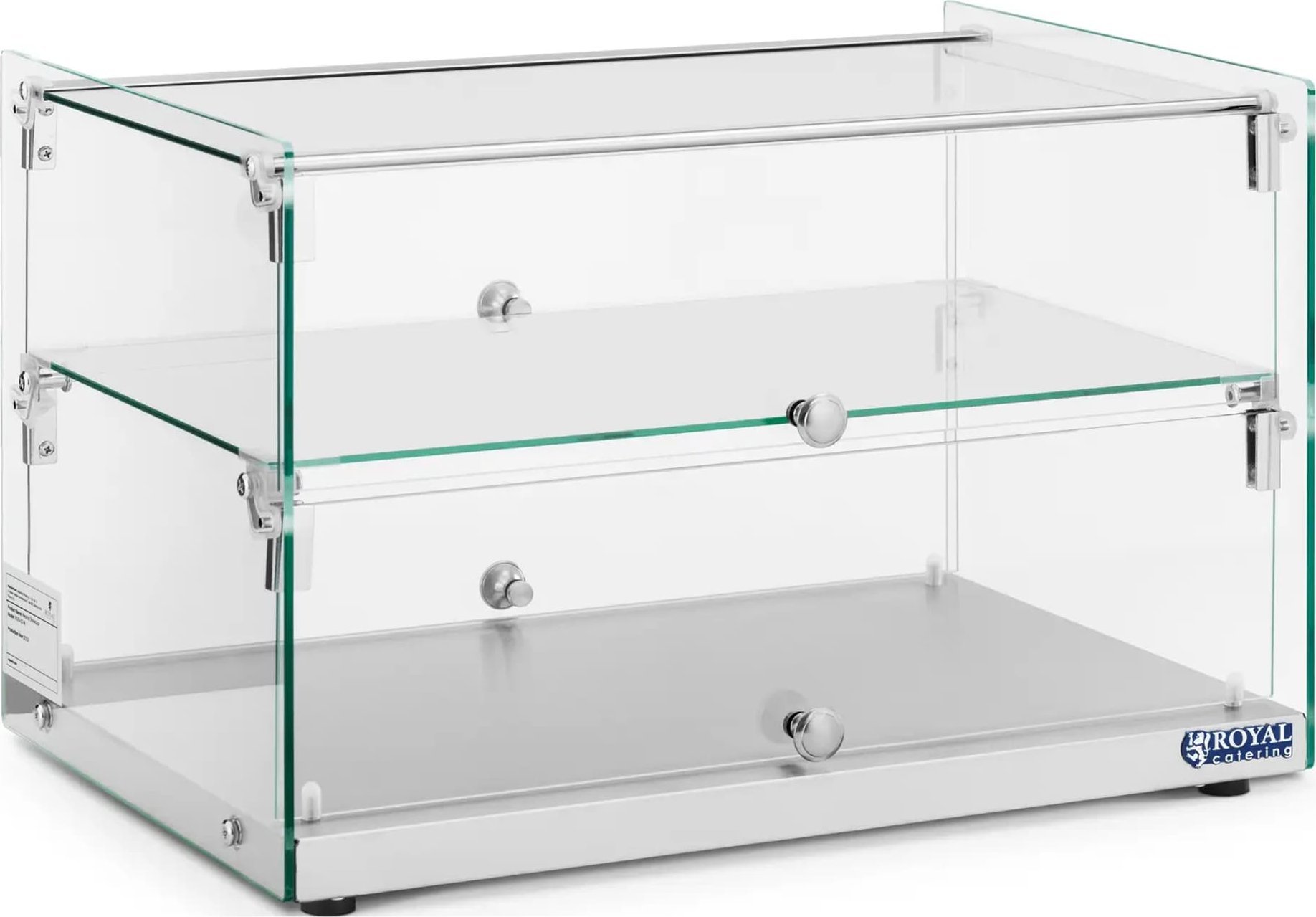 Royal Catering Witryna cukiernicza bufetowa na ciasta desery muffiny szklana 2 półki 50 l