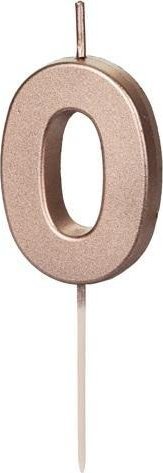 Świeczka urodzinowa 0 różowe złoto 4.5cm
