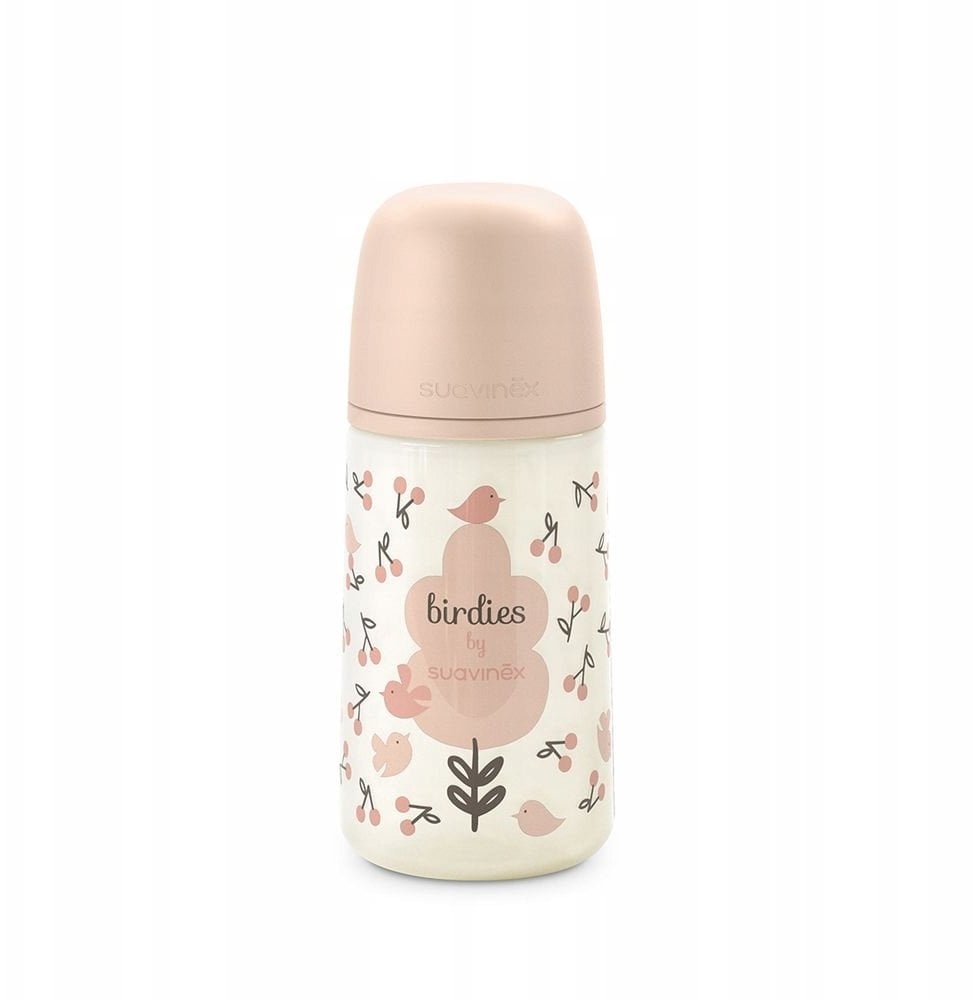 Suavinex 309110-BUTELKA SX PRO 270ML PRZEPŁYW ŚREDNI M RÓŻOWA BIRDIES