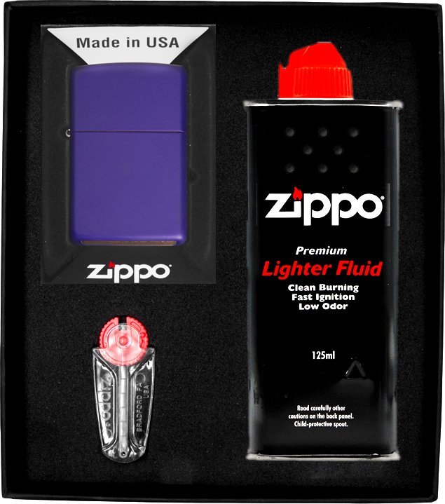 Zestaw ZIPPO Zapalniczka REG PURPLE MATTE Prezentowy No1
