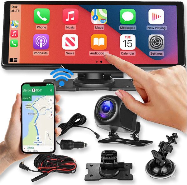 EKRAN SAMOCHODOWY MONITOR ODTWARZACZ CARPLAY ANDROID APPLE MONIOTR KAMERA COFANIA A3018