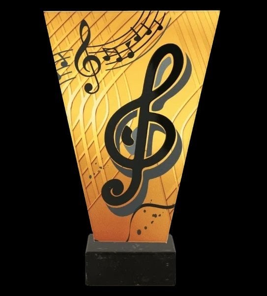 Victoria Sport Monochromatyczne trofeum szklane na podstawie marmurowej - MUZYKA